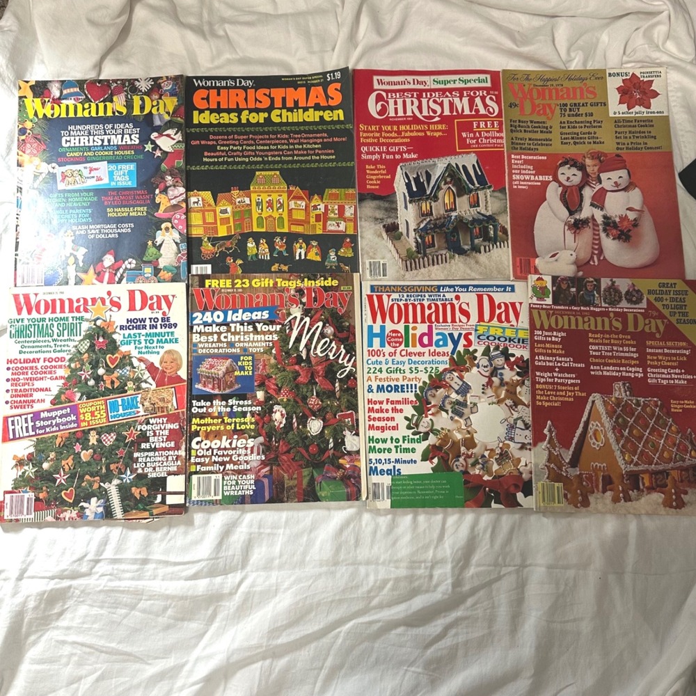 Woman's Day Magazine Lot 8 Vintage Christmas Holiday 1978-1997 Mixed Good Retro